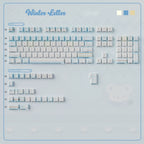 Winter Letter Keycaps Set – Blue & Cream Snow Bear PBT Dye-Sub, Shine-Through & Crystal Jelly