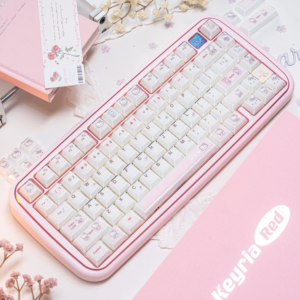 Pink Kitty Cat Cute Transparent Jelly Keycaps | Keyria Labs