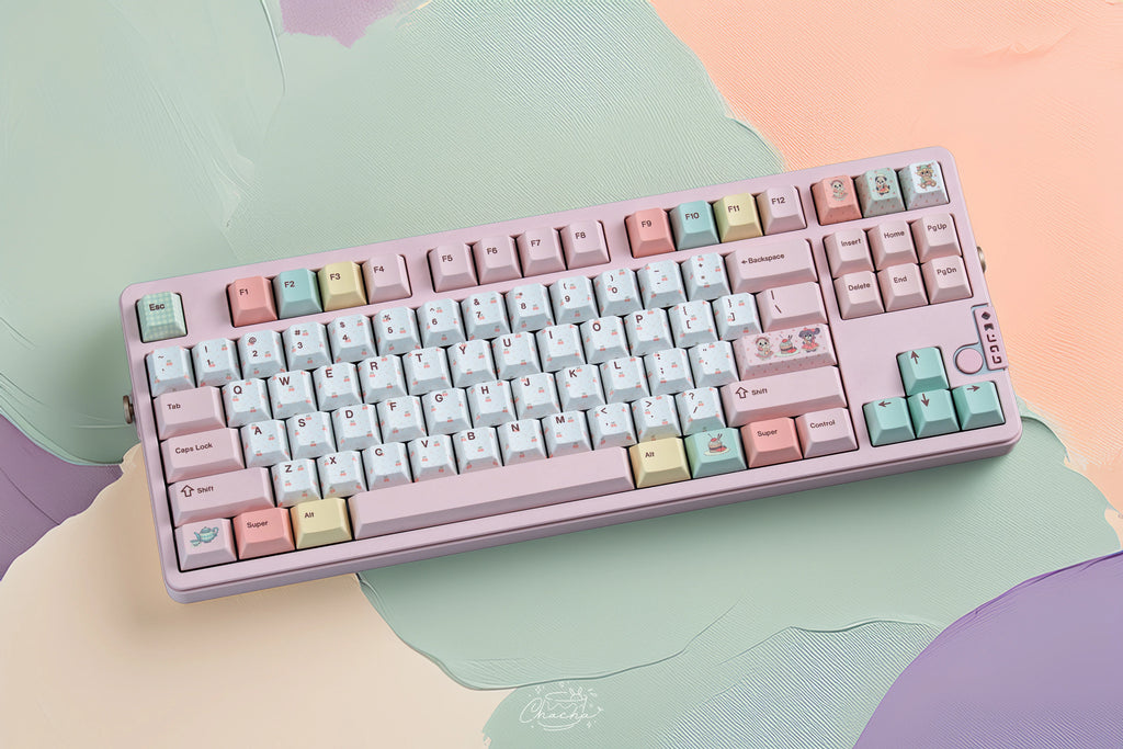 Retro Dessert Shop Keycap Set 🍒🧁- PBT Dye-Sub Kawaii Set | Keyria Labs
