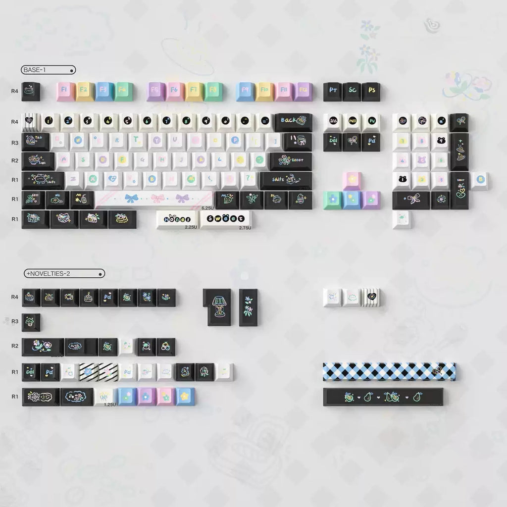 Sweet Cheese Pastry Keycaps Set – 152 Keys Rainbow Pastel PBT Dye-Sub, OEM Profile