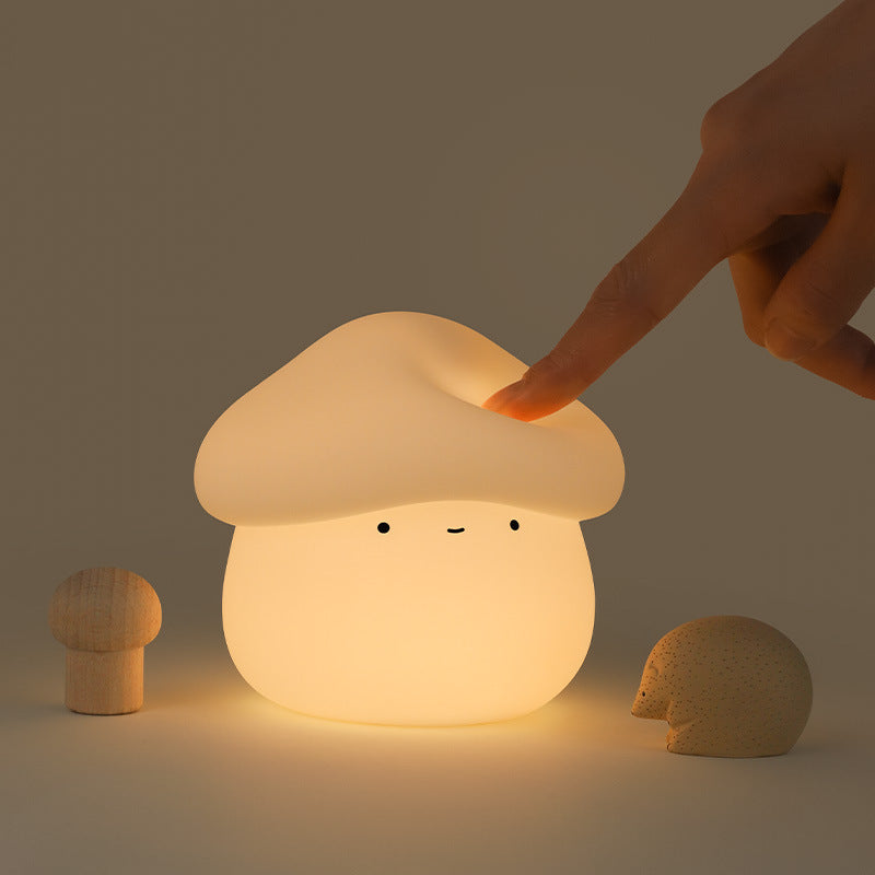 Mushroom Silicone Night Light – Touch Control Warm LED Lamp for Bedside & Desk