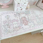 Strawberry Tea Party Desk Mat | Kawaii Lace Mouse Pad PU Leather Waterproof Extra Large Desk Pad for Office & Home