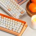 Tangelo Mochi Keycap Set | PBT Dye-Sub Orange Cream Gingham Cute Animal Keycaps | Arktcat x U're