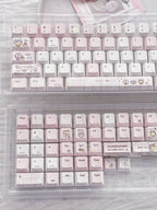 Pudding Roll Keycap Set – Pastel Pink Kawaii PBT 5-Side Dye-Sub Cherry Profile Keycaps