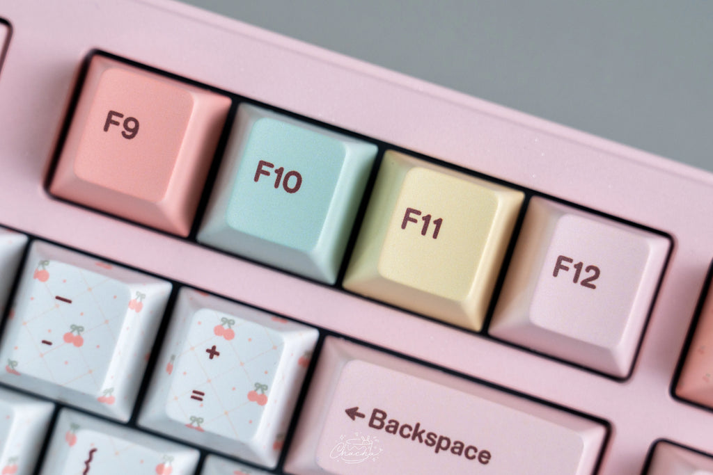 Retro Dessert Shop Keycap Set 🍒🧁- PBT Dye-Sub Kawaii Set | Keyria Labs