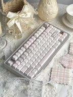 Pink Chestnut Keycap Set – Cute Ribbon & Fluffy Dairy Cherry Profile Dye-Sub PBT Keycaps | Doki Lab