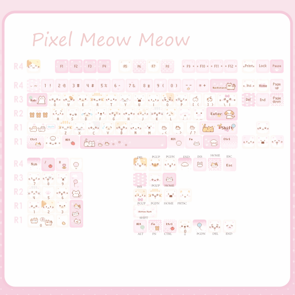 Pixel Meow Meow Keycaps –Cherry Profile PBT + PC | ARKTCAT x SOULCAT