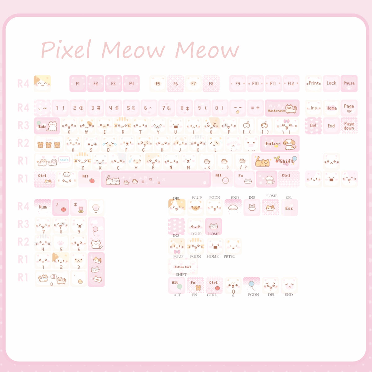 Pixel Meow Meow Keycaps –Cherry Profile PBT + PC | ARKTCAT x SOULCAT