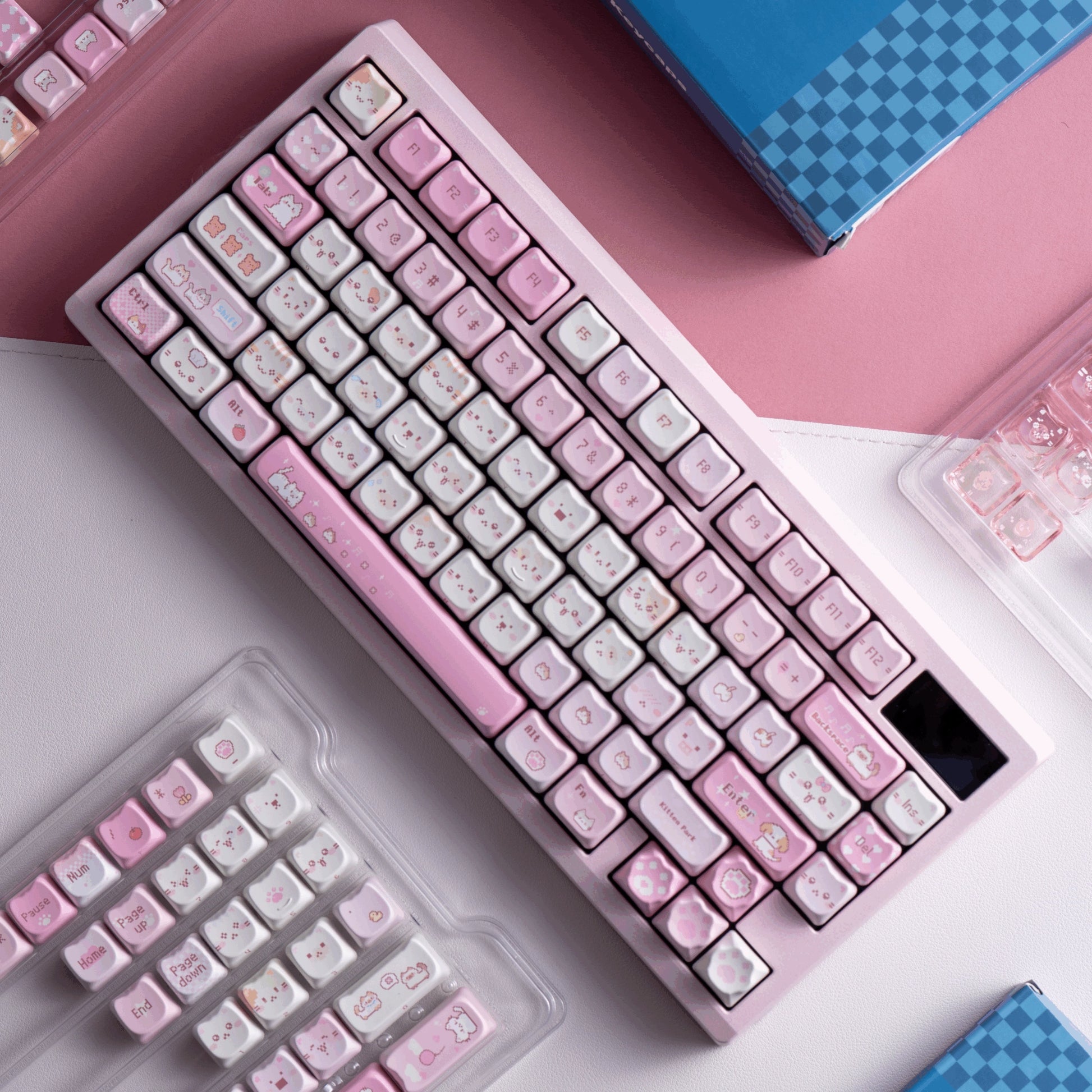 pixel meow meow novelty keycaps 8-bit cat heart paw game over spacebar retro gaming kawaii 2025