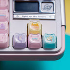 Macaron Meow Cat-Ear Keycaps – PC Transparent MAO Profile, 134 Keys
