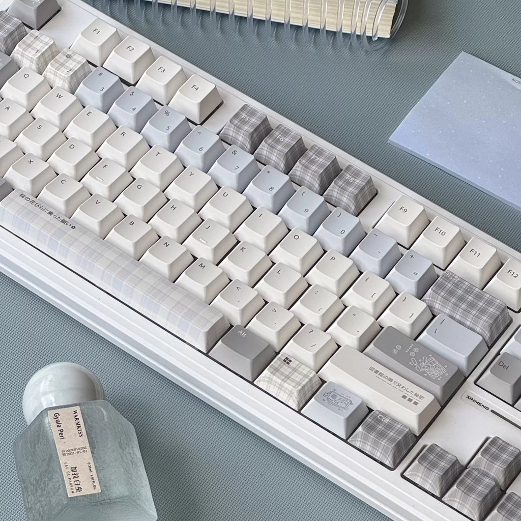 Plaid Whispers Blue Keycap Set – Cherry Profile Dye-Sub PBT Keycaps | Doki lab