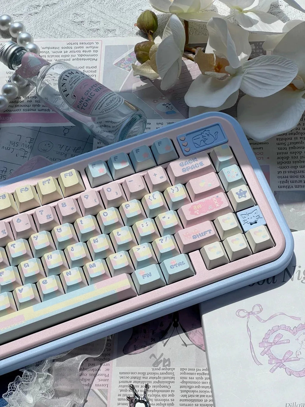 Patchwork Milk Candy Keycap Set 🌸🍬- PBT Dye-Sub Kawaii Set | Keyria Labs