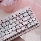Kawaii Hello Kitty Pastel Pink Keycap Set – PBT Dye-Sublimation & Translucent Frosted PC Novelties (Cherry Profile)
