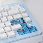Star Whisper Keycaps Set – Milky White PBT + Translucent PC Constellation Accents, OEM Profile
