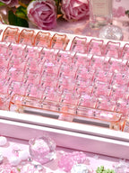Electronic Cat Keycap Set | MAO Profile Transparent Pink PC Keycaps