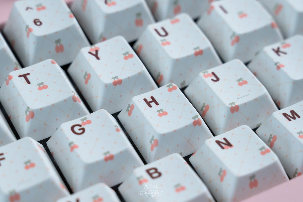 Retro Dessert Shop Keycap Set 🍒🧁- PBT Dye-Sub Kawaii Set | Keyria Labs