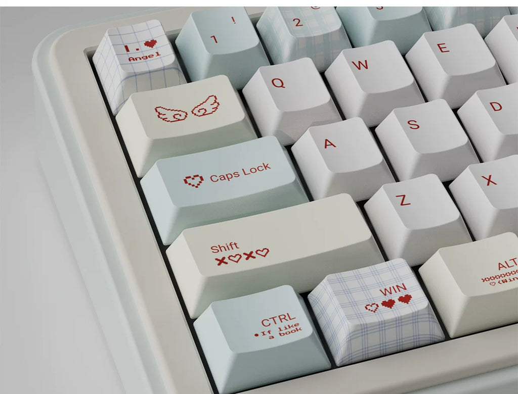 Matcha Mint & Pink Angel Keycap Set