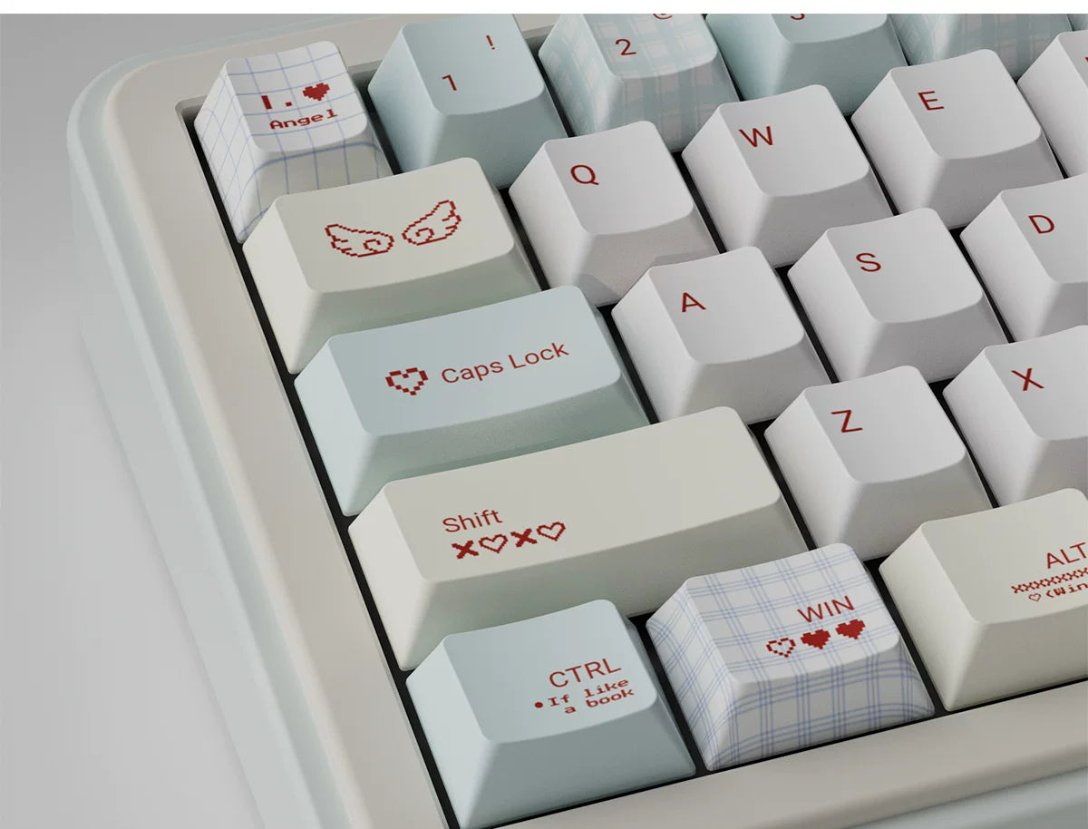 Matcha Mint & Pink Angel Keycap Set