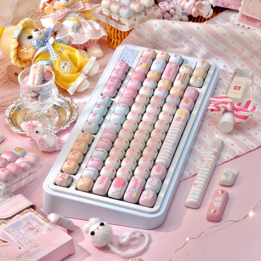 pastel pink keycaps for girls mechanical keyboard setup