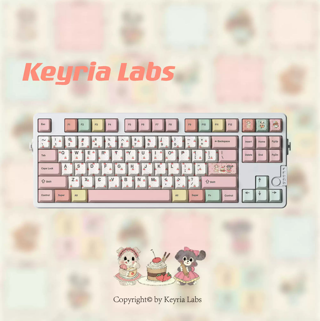 Retro Dessert Shop Keycap Set 🍒🧁- PBT Dye-Sub Kawaii Set | Keyria Labs