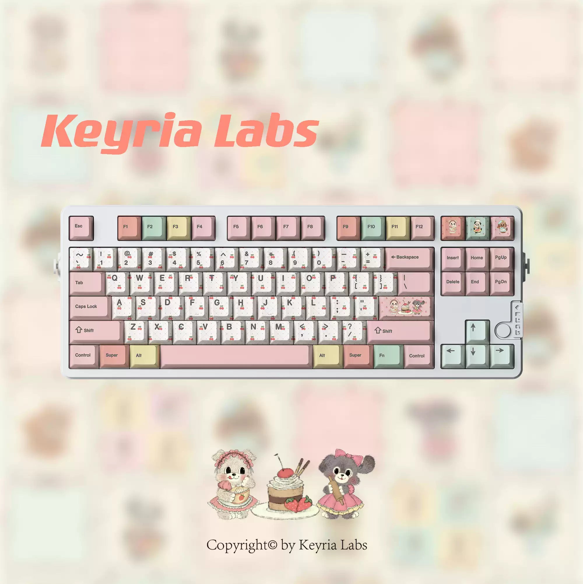 Retro Dessert Shop Keycap Set 🍒🧁- PBT Dye-Sub Kawaii Set | Keyria Labs