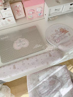 Cupid Bunny & Bear Ergonomic Wrist Rest Mouse Pad | Angel Fountain Kawaii Desk Mat