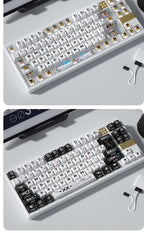 Mechanical keyboard with Printstream black transparent keycaps