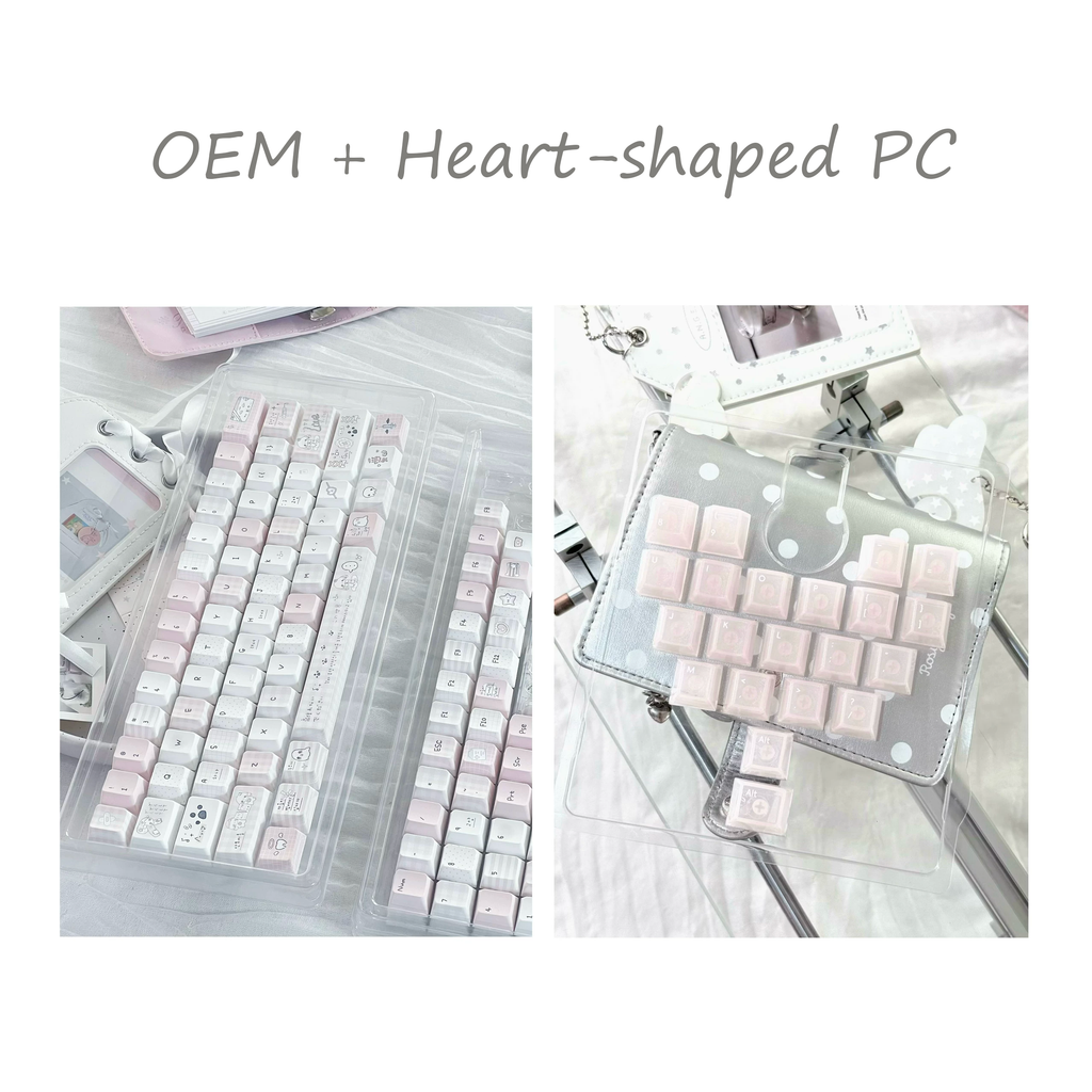 Somnambulism Kawaii Pink & White PBT Keycap Set - 131 keys | ARKTCAT