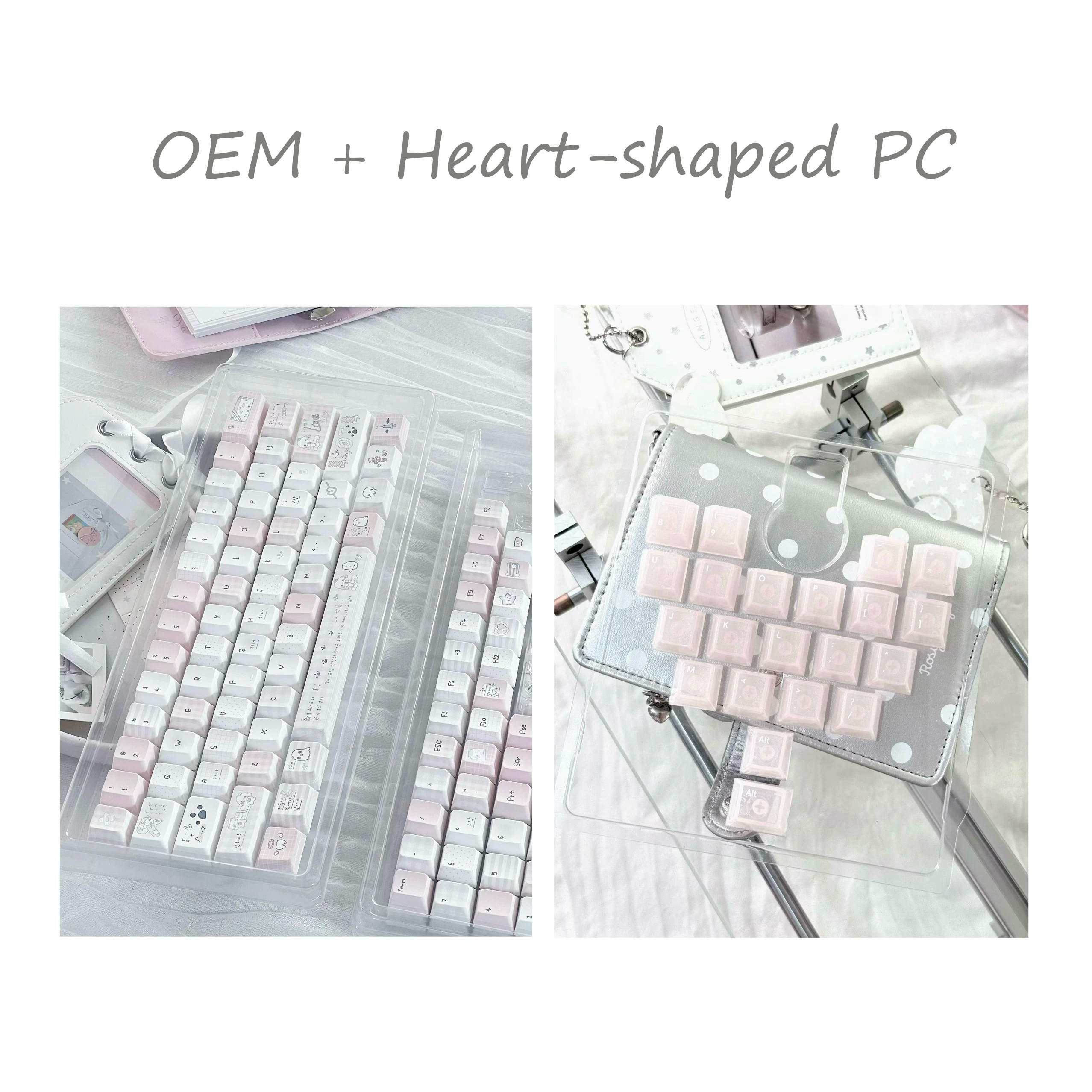 Somnambulism Kawaii Pink & White PBT Keycap Set - 131 keys | ARKTCAT
