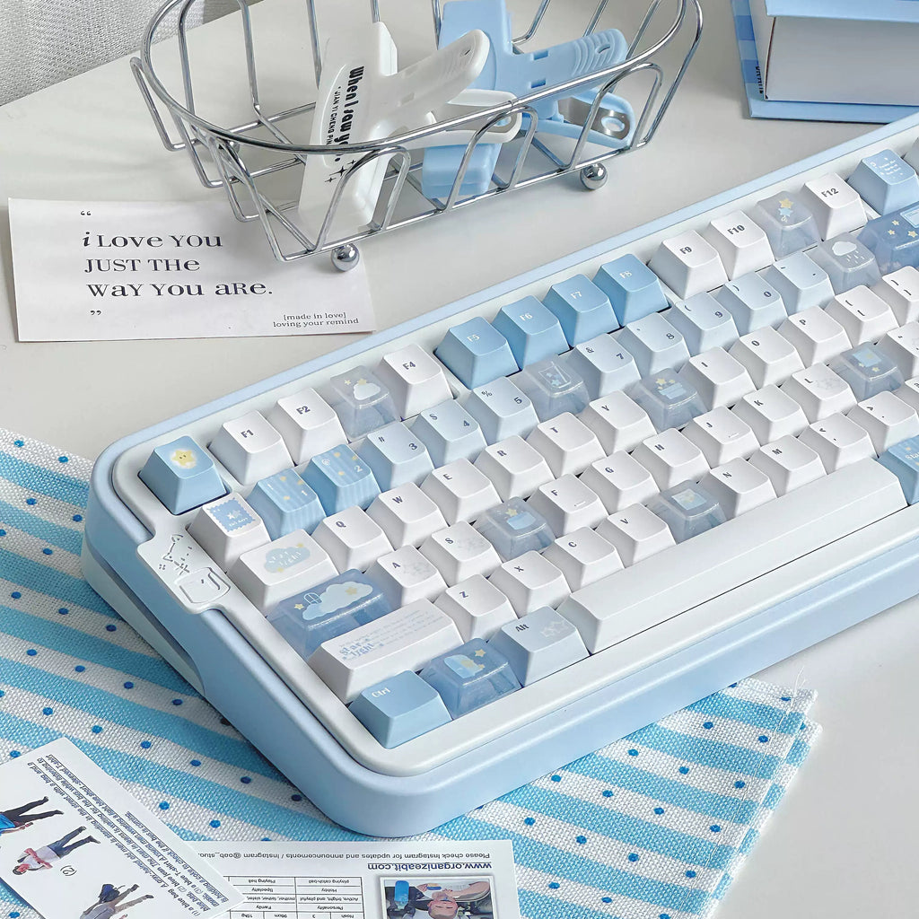 STARLIGHT MINIMALIST BLUE & WHITE PBT+PC KEYCAP SET - CHERRY PROFILE | DOKI LAB