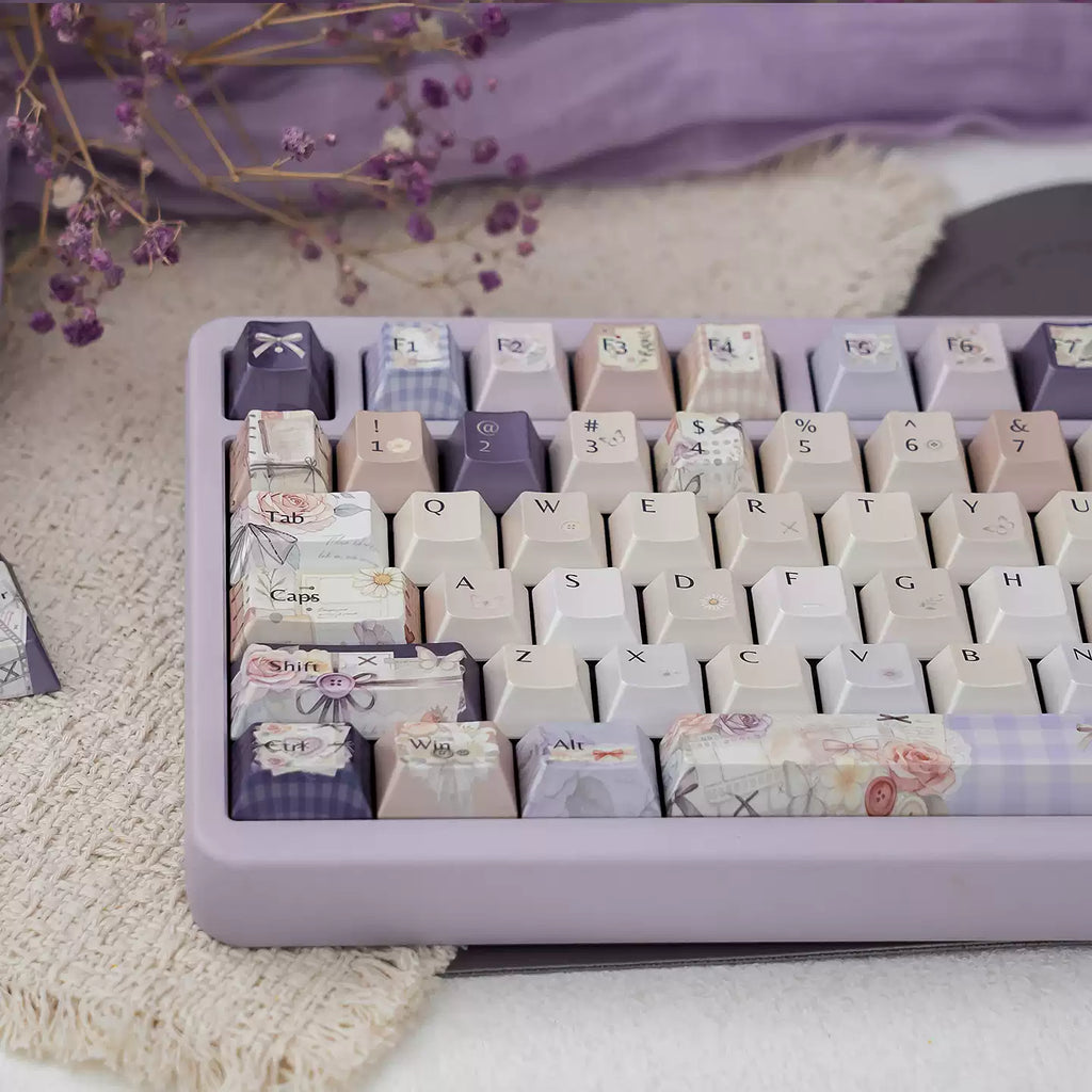 A Dream of Flowers Pearlescent Keycap Set - 121 keys PBT Dye-Sub | Arktcat x U're