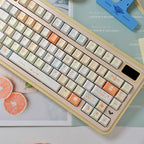 Tangelo Mochi Keycap Set | PBT Dye-Sub Orange Cream Gingham Cute Animal Keycaps | Arktcat x U're