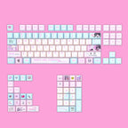 pink purple gradient keycaps with rabbit design