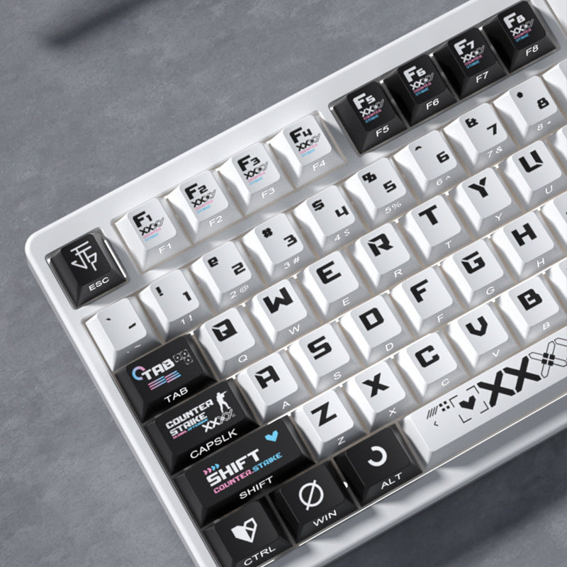 Printstream Collection white shine-through keycaps set on keyboard