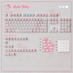 Kawaii Hello Kitty Pastel Pink Keycap Set – PBT Dye-Sublimation & Translucent Frosted PC Novelties (Cherry Profile)