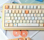 Tangelo Mochi Keycap Set | PBT Dye-Sub Orange Cream Gingham Cute Animal Keycaps | Arktcat x U're