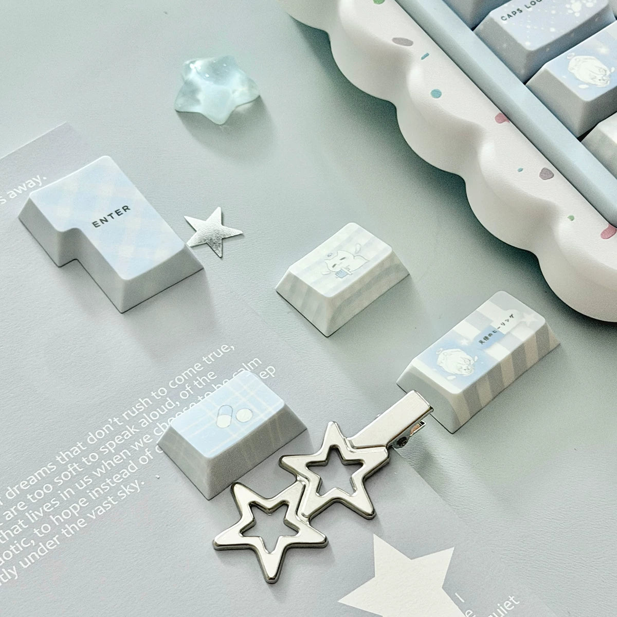 Aqua Angel Nurse Cat Keycap Set