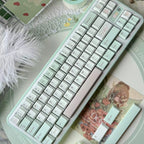 Bear Tea Party Forest Green Keycaps – PBT Dye-Sub Kawaii Set | Arktcat x Keyria Labs