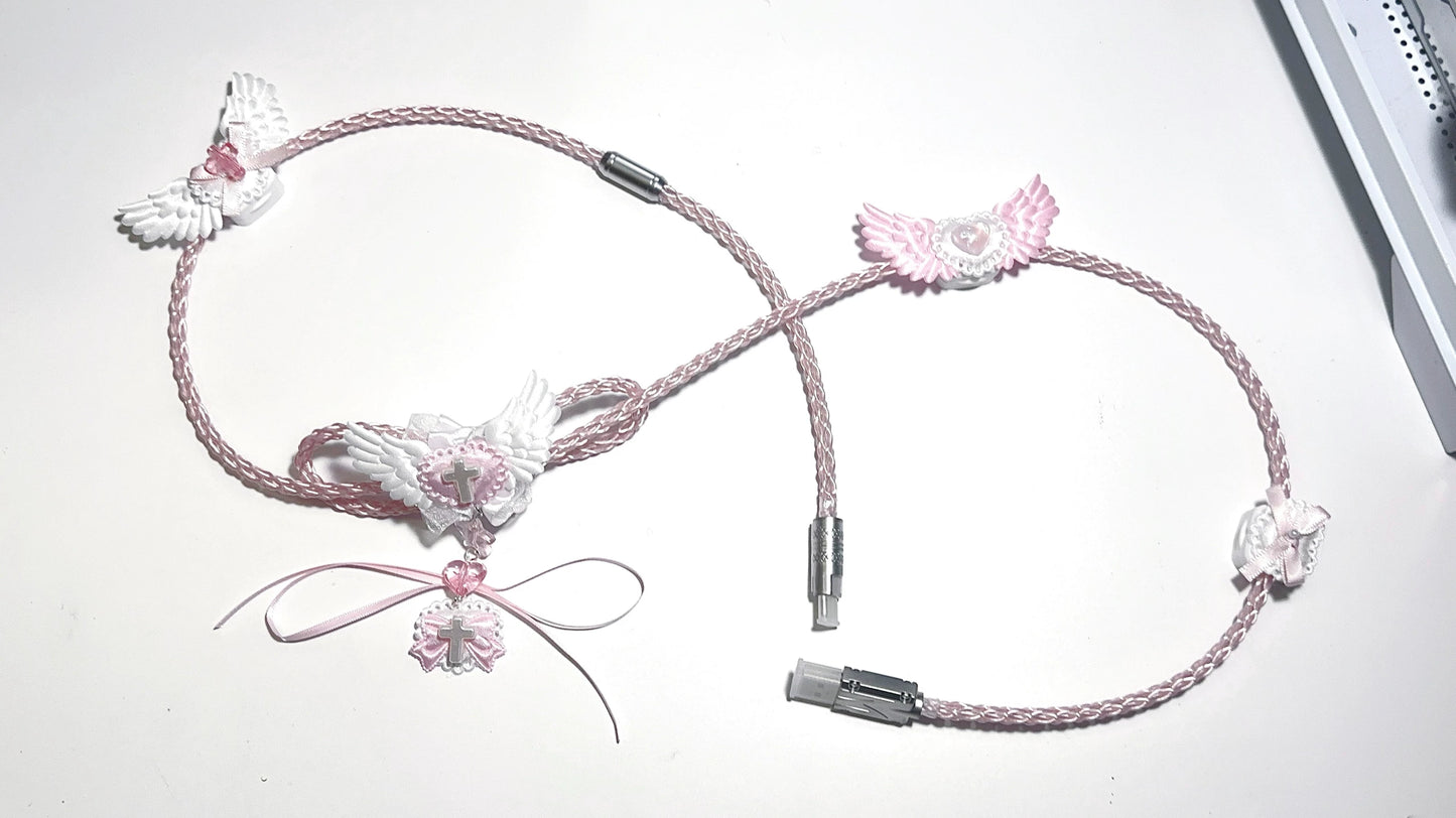 Angel Wings Handcrafted Luminous 8K Polling Rate Keyboard Cable | ARKTCAT