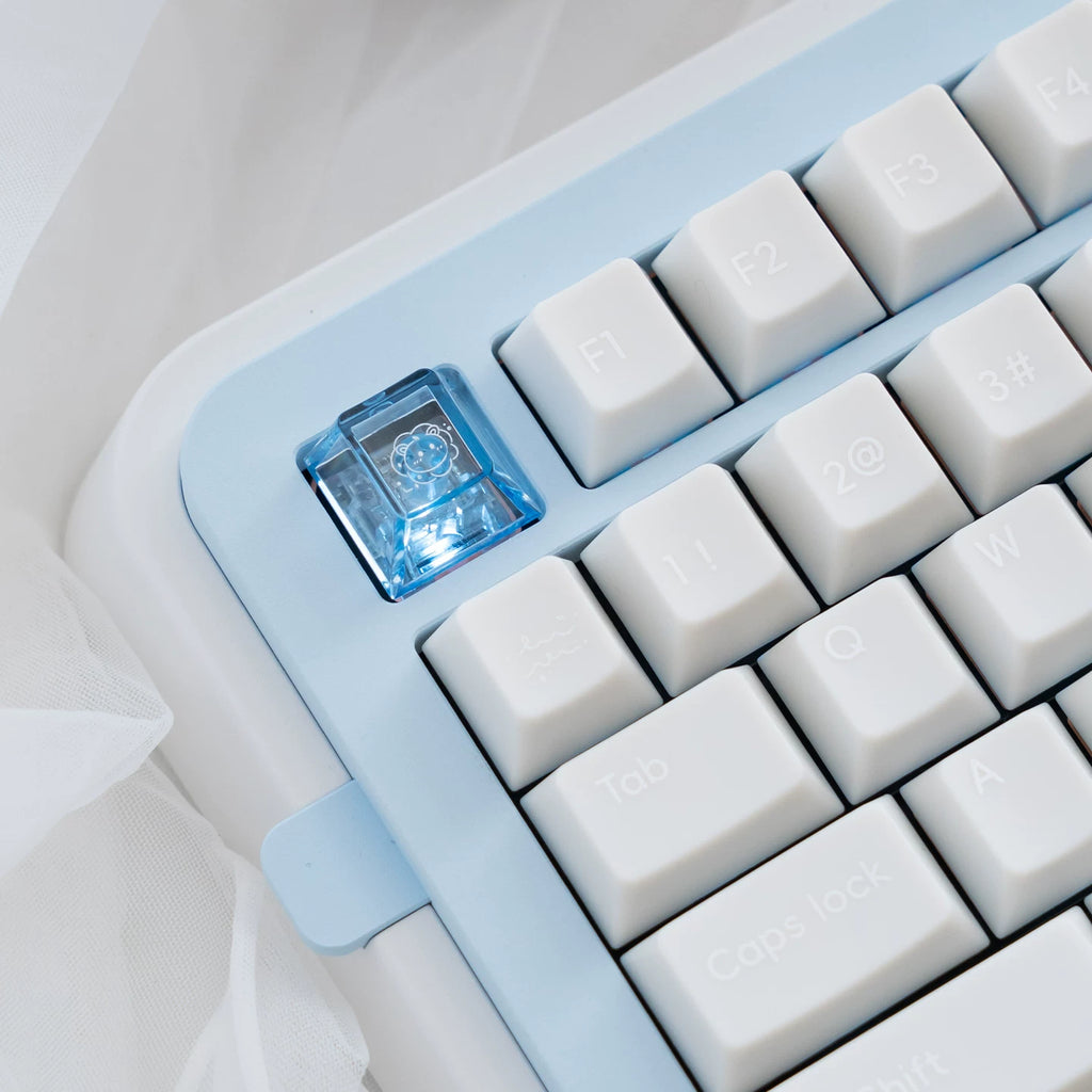 Star Whisper Keycaps Set – Milky White PBT + Translucent PC Constellation Accents, OEM Profile