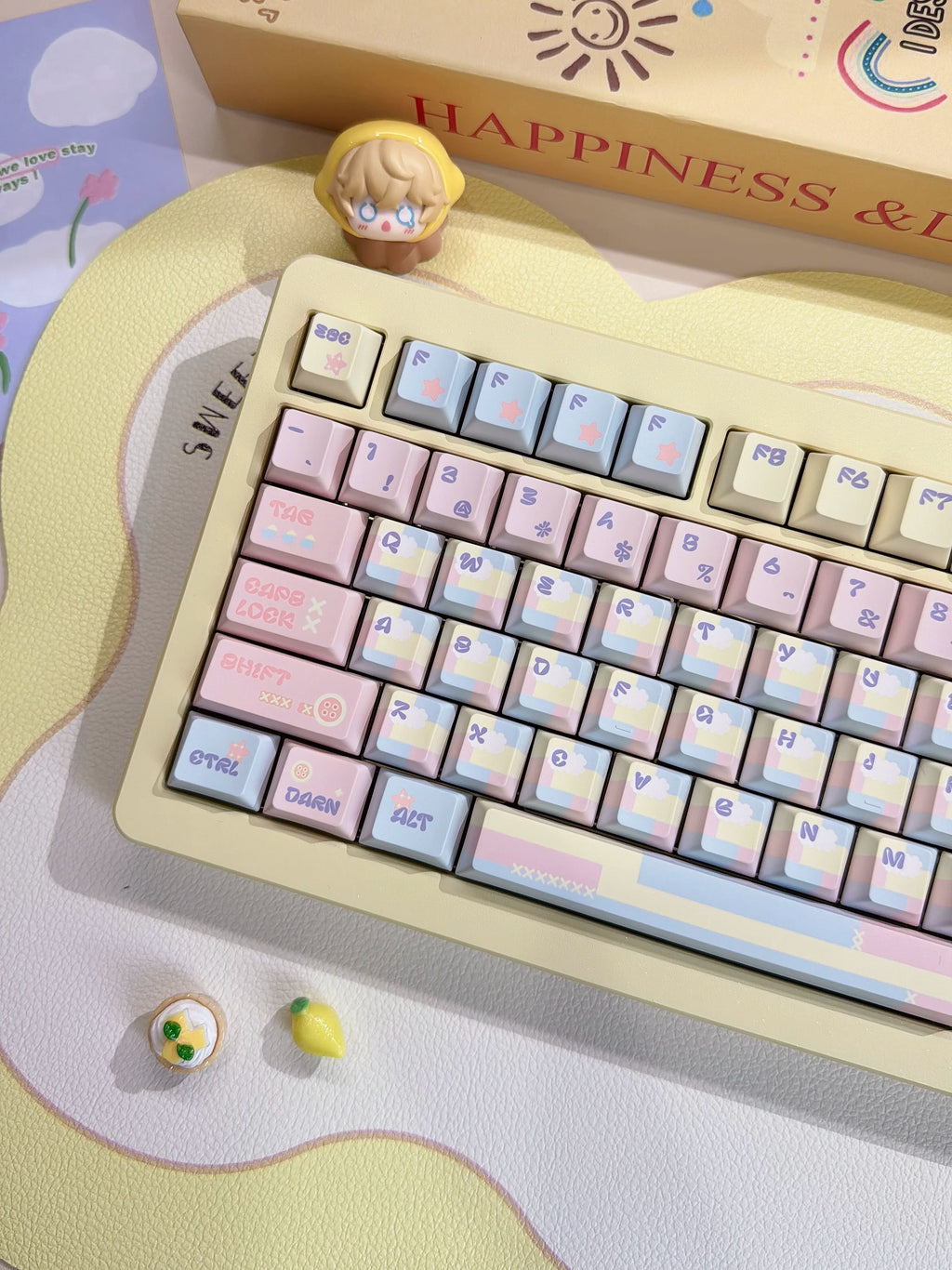 Patchwork Milk Candy Keycap Set 🌸🍬- PBT Dye-Sub Kawaii Set | Keyria Labs