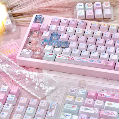 sailor moon crystal transparent pc keycaps dye-sub legends closeup rgb shine through magical girl theme 2025