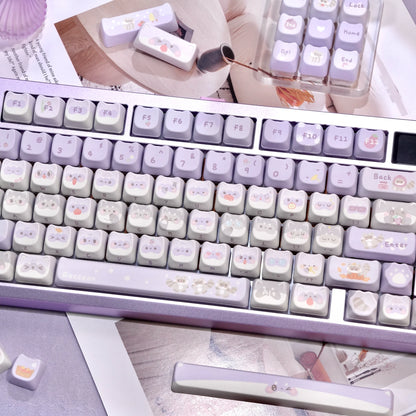 raccoon troop 5-side dye-sub legends closeup mao profile pbt shine through cute animal keycaps