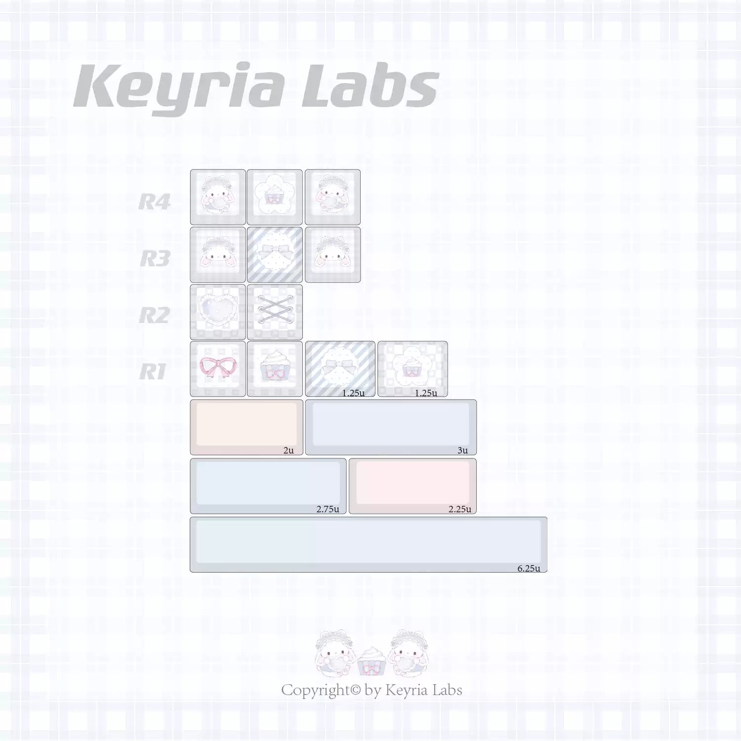 Bear Tea Party Powder Blue Keycaps | Arktcat x Keyria Labs