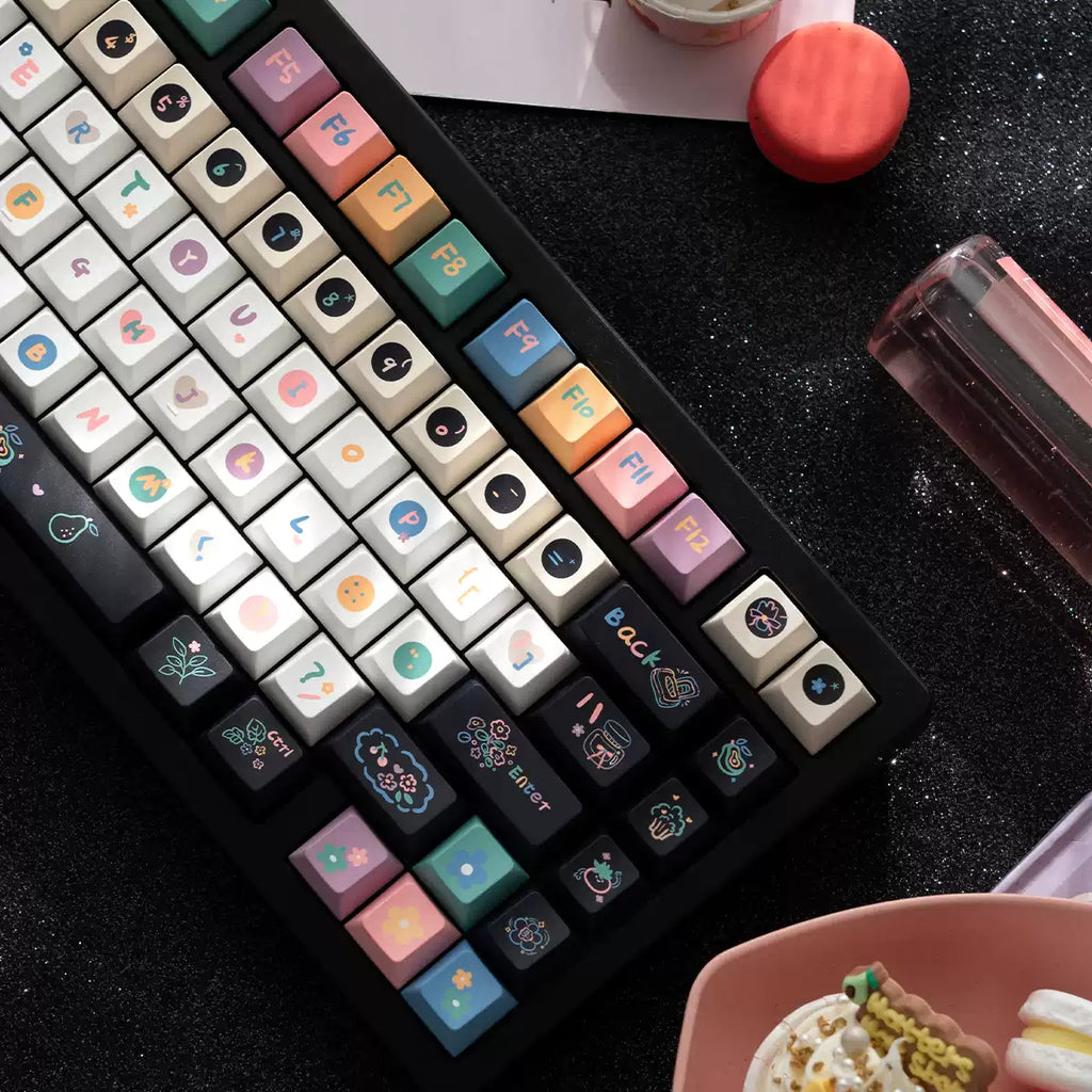 Sweet Cheese Pastry Keycaps Set – 152 Keys Rainbow Pastel PBT Dye-Sub, OEM Profile