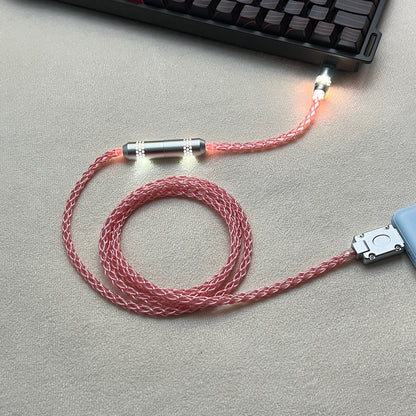 Honeycomb Mesh Luminous 8K OCC Copper Keyboard Cable | 8-Strand Hand-Braided Custom Type-C Cable