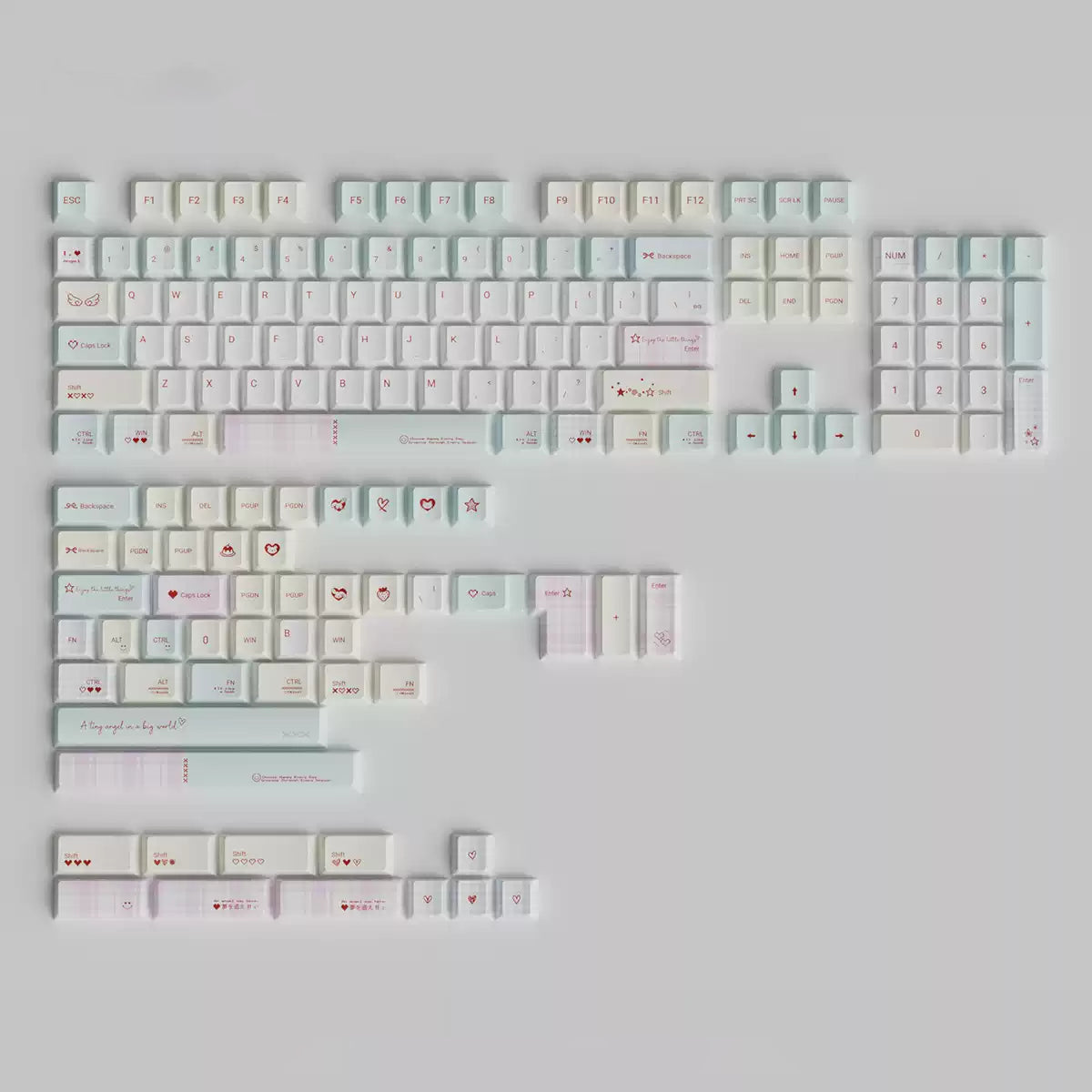 Matcha Mint & Pink Angel Keycap Set