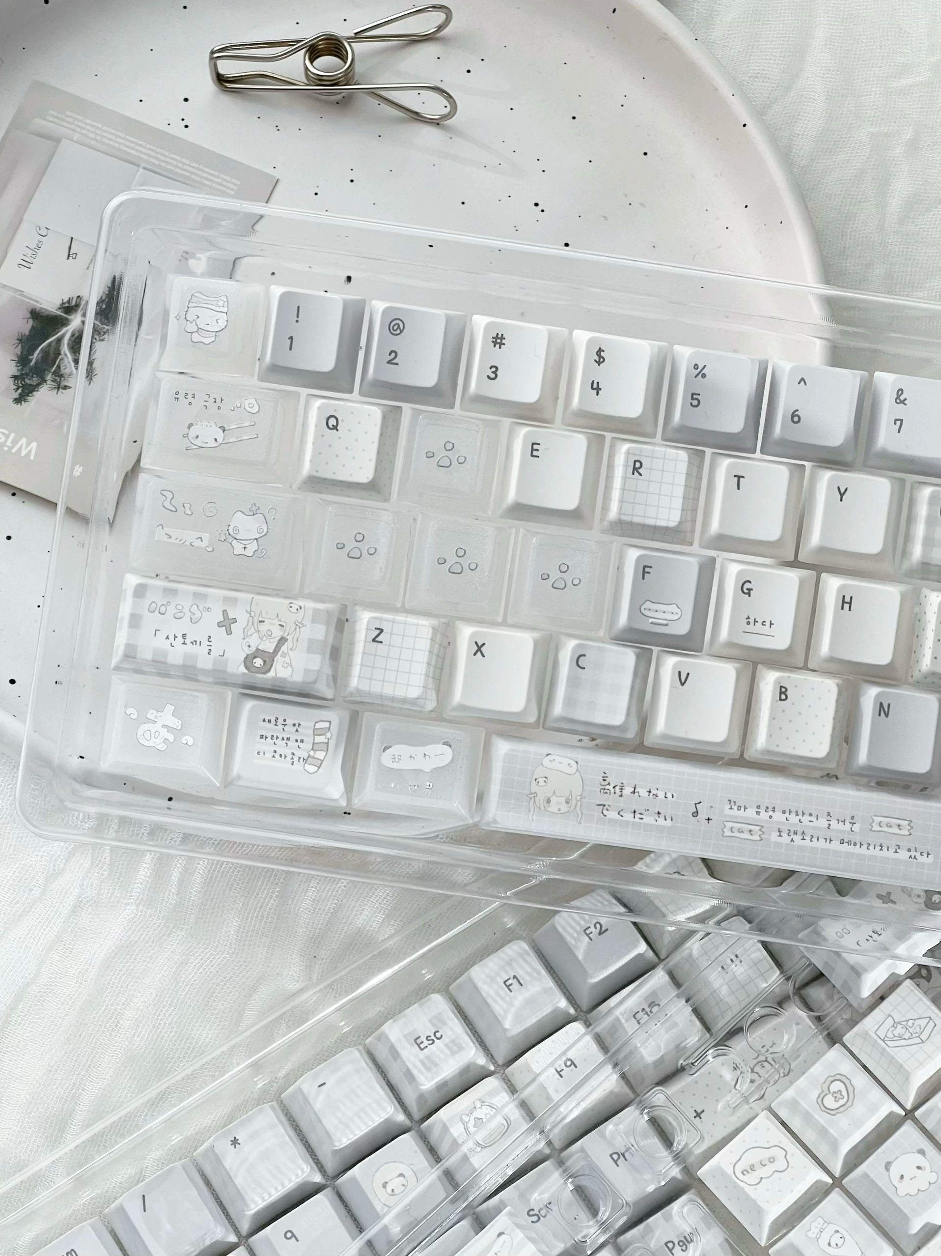 INSOMNIA KAWAII BLUE & WHITE PBT KEYCAP SET - 131 KEYS | ARKTCAT