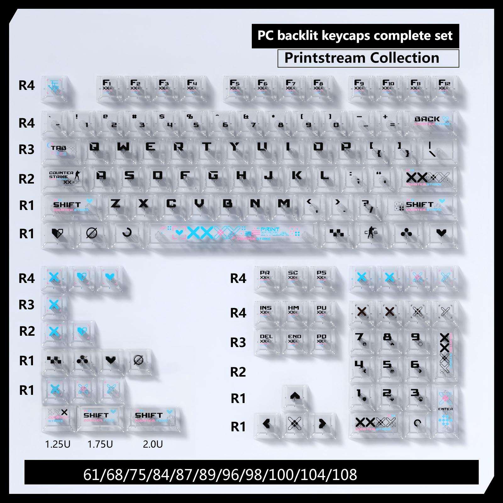 Printstream themed keycap set compatible with Wooting and ATK keyboards