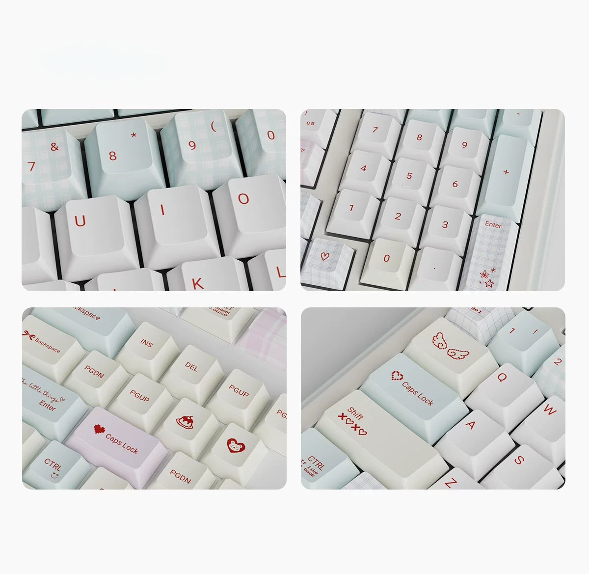 Matcha Mint & Pink Angel Keycap Set